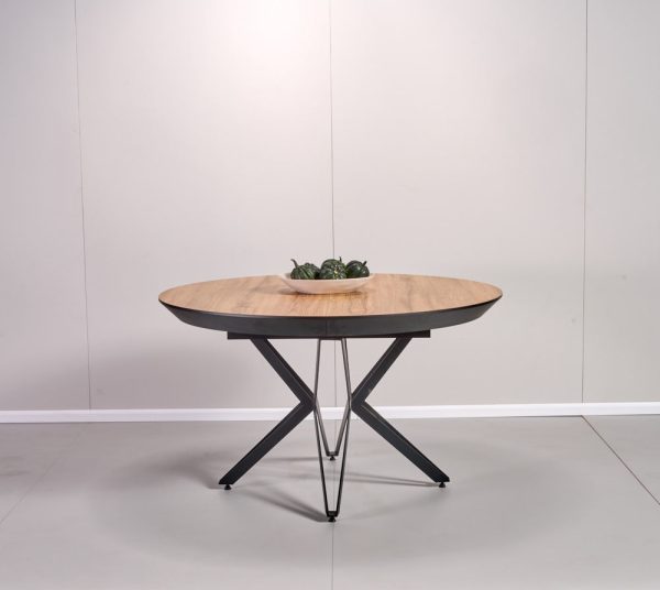 שולחן אוכל עגול נפתח דמוי עץ טבעי דגם רפאלו - 10 סועדים