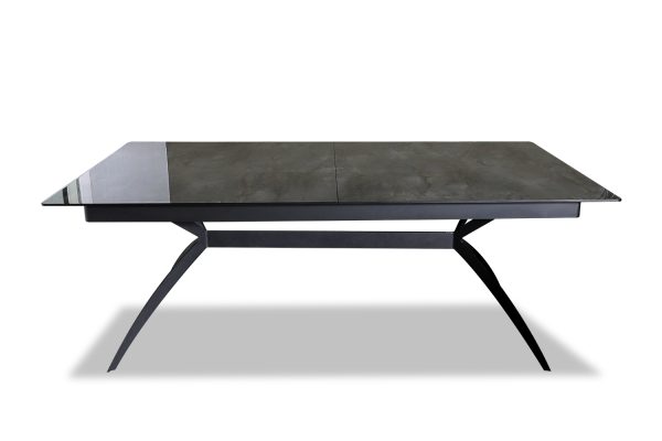 שולחן אוכל מלבני דמוי שיש אפור מבריק דגם קונקורד - 14 סועדים