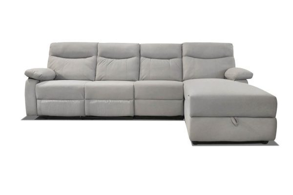 ספה פינתית עם ריקליינרים וארגז מצעים דגם אפולוסה בבד אופוויט