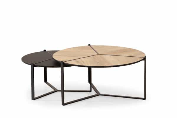 סט שולחנות סלון דמוי אלון טבעי + שחור - דגם לקסוס