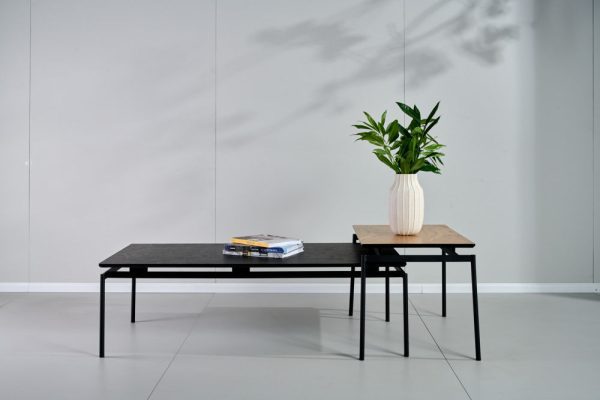 סט שולחנות מעוצב לסלון דמוי עץ טבעי דגם מונקו