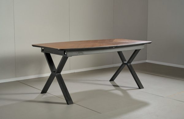 שולחן אוכל אליפסה דמוי אגוז אמריקאי דגם סולאן - 12 סועדים