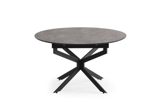 שולחן אוכל עגול נפתח דמוי שיש אפור דגם לונה - 8 סועדים