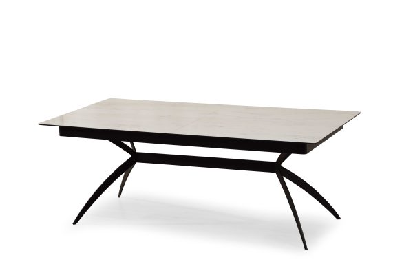 שולחן אוכל מלבני דמוי שיש לבן מבריק דגם קונקורד - 14 סועדים