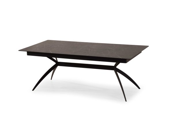 שולחן אוכל מלבני דמוי שיש שחור דגם קונקורד - 14 סועדים