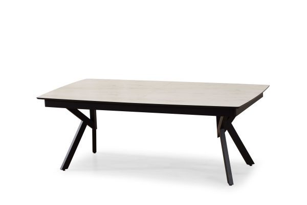 שולחן אוכל מלבני דמוי שיש לבן מבריק דגם אייקון - 14 סועדים