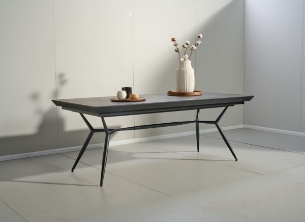 שולחן אוכל מלבני דגם לארגו דמוי שיש אפור - 18 סועדים