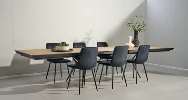 פינת אוכל מלבנית דגם לארגו דמוי עץ טבעי + 6 כסאות דגם סנדרין - 18 סועדים