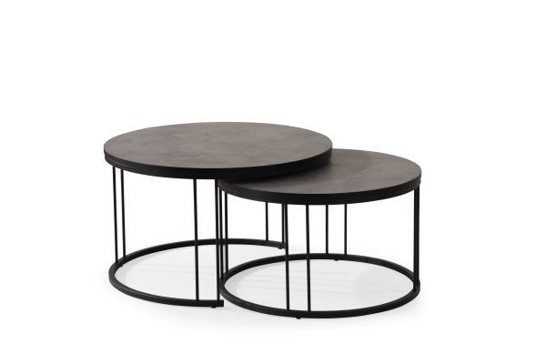 סט שולחנות לסלון דמוי בטון דגם קאפלו