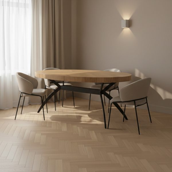 פינת אוכל אובלית דגם רודה עץ טבעי +6 כסאות - 16 סועדים