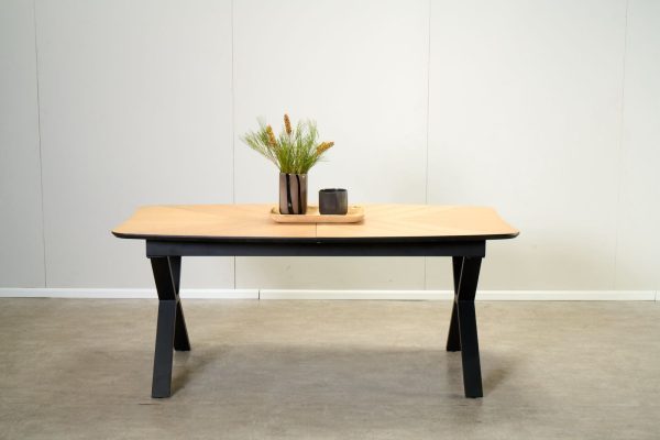 שולחן אוכל אליפסה דמוי עץ טבעי דגם סולאן - 12 סועדים