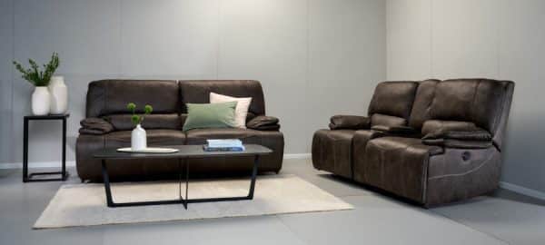 מערכת ישיבה 3+2 עם ריקליינרים חשמליים דגם סלאזור בבד אפור כהה