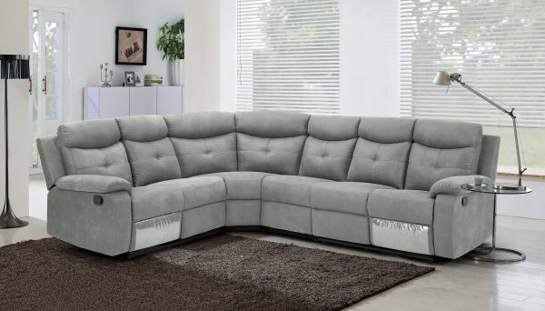 סלון פינתי מודולרי עם ריקליינרים דגם לג'נד באפור בהיר