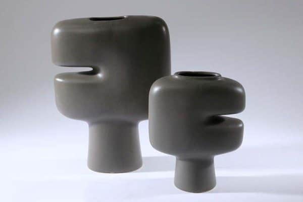 סט ואזות קרמיקה אפור מט