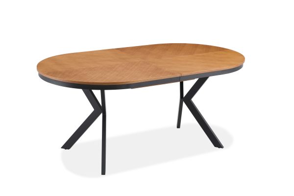 שולחן אוכל אליפסה נפתח אלון טבעי דגם מונזו - 10 סועדים