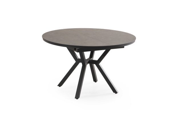 שולחן אוכל עגול נפתח דמוי בטון שחור דגם לונגו - 10 סועדים