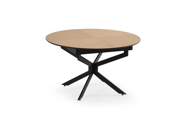 שולחן אוכל עגול נפתח בגימור אלון טבעי פישבון דגם לונה - 8 סועדים