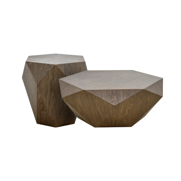 סט שולחנות מעוצבים דגם טריי - אגוז אמריקאי