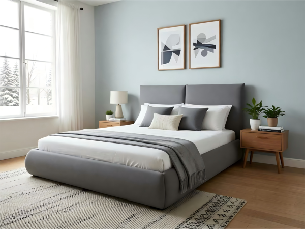 מיטה מעוצבת דגם סנו - צבע אפור