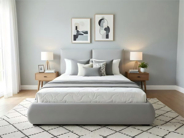 מיטה מעוצבת דגם סנו - צבע בז'